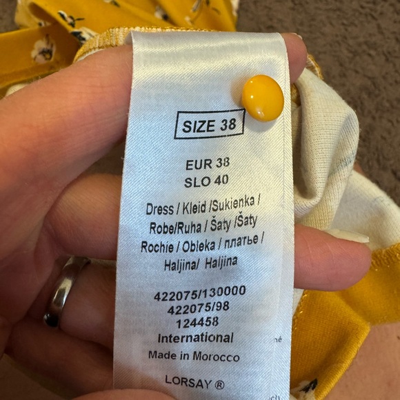 2 FOR $25 Orsay Mustard Yellow Sheath Shift Floral Dress Bell Sleeve 38 6 8 M - Picture 6 of 10